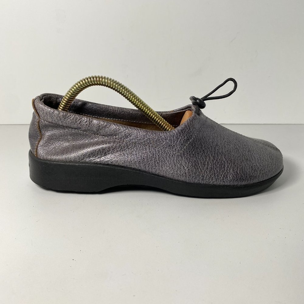 A'rcopedico Mary Jane Slip On Shoe Flats Size 37 Metallic Purple Silver Comfort